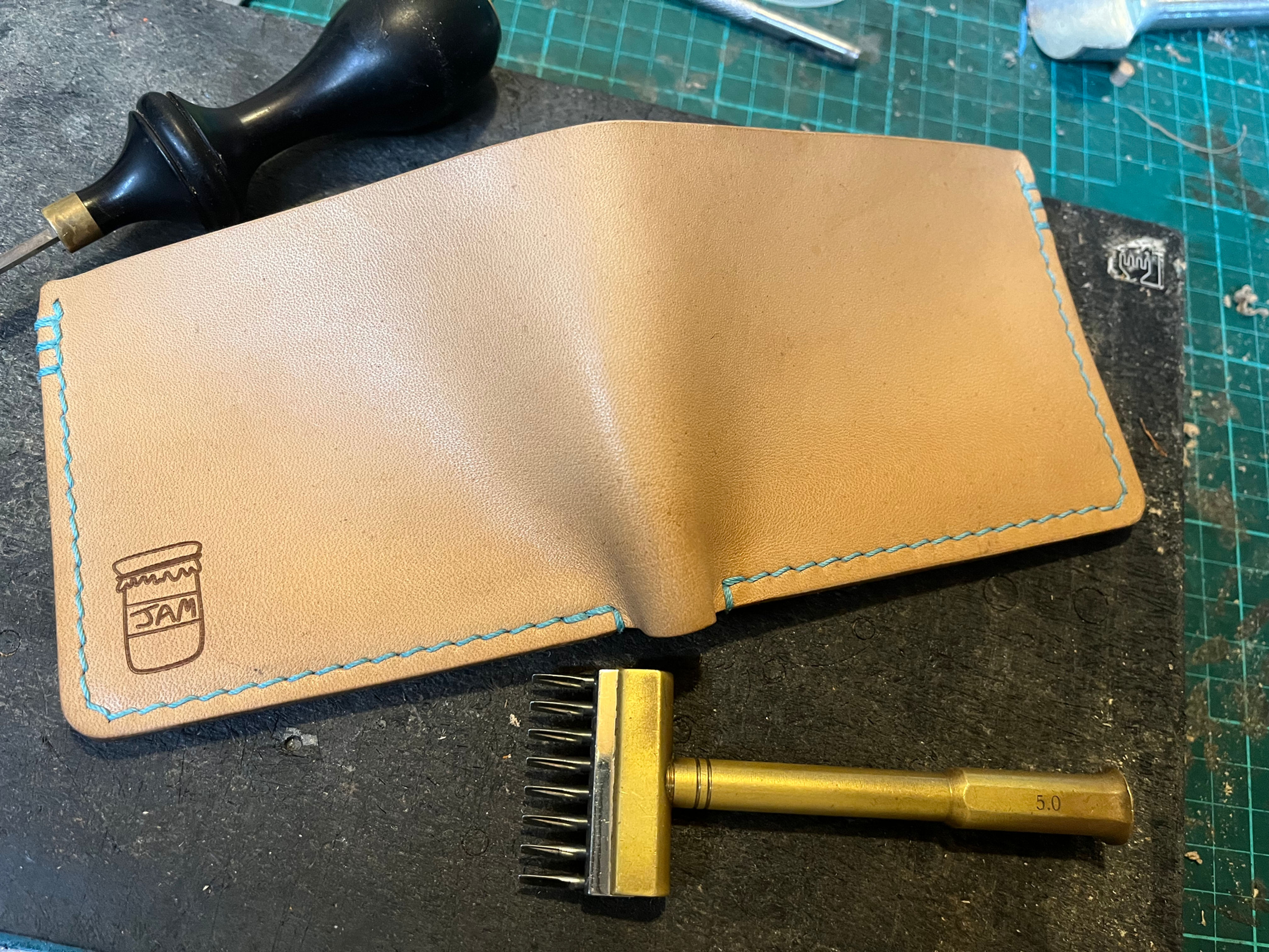 The Shorty.  Natural F&FJ Baker Oak Tanned Wallet.