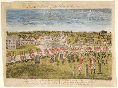 View of Concord by Ralph Earl (1751-1801), engraved by Amos Doolittle (1754-1832).                                             Albany Institute of History and Art.
