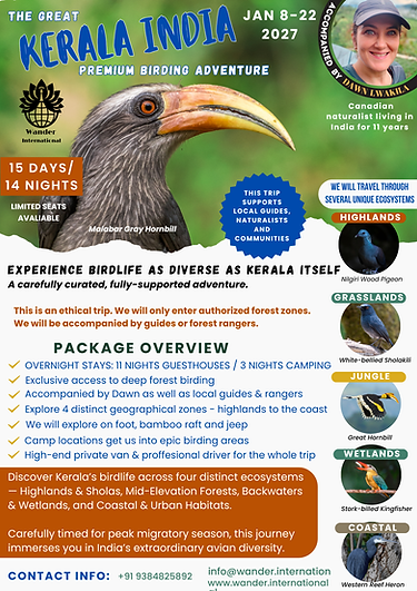 Kerala Birding Jan 8-22 2027
