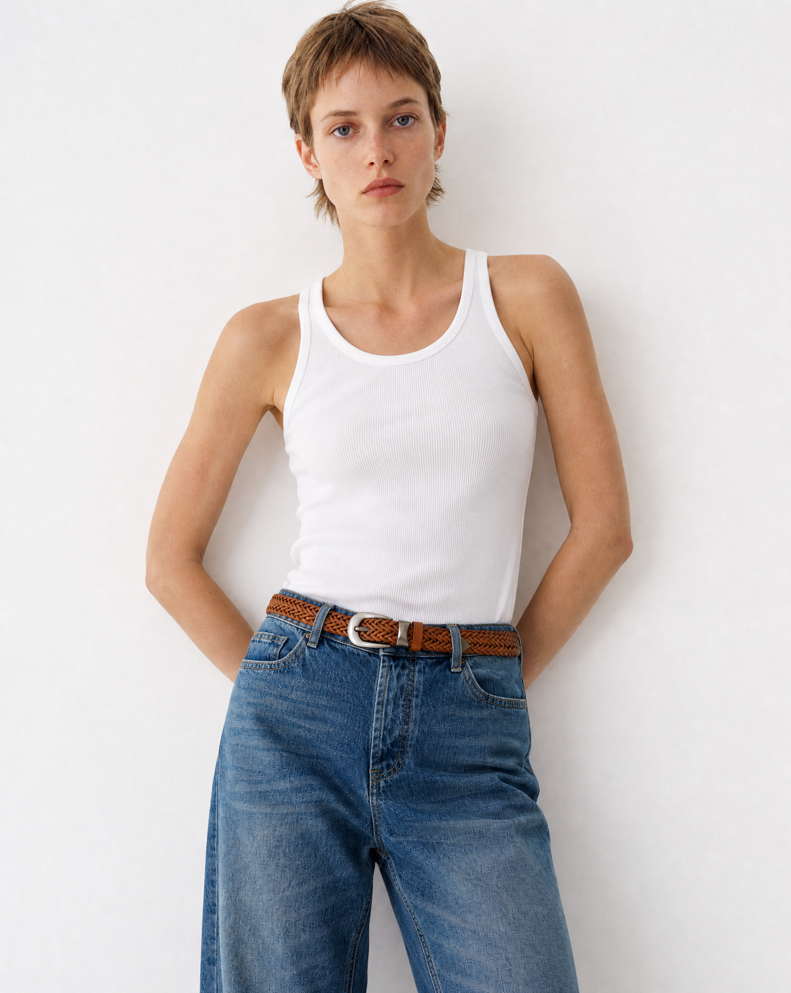 Braided Narrow Belt Camel