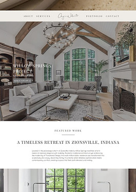 Screenshot of the Willow Springs project page from the Angie Wilson Home website, a custom interior design web design project created by Cathleen Hall Creative.