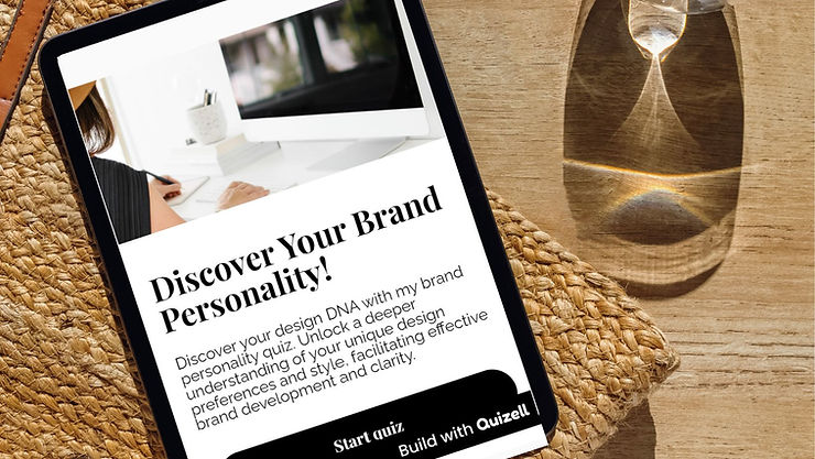 website brand personality quiz on tablet