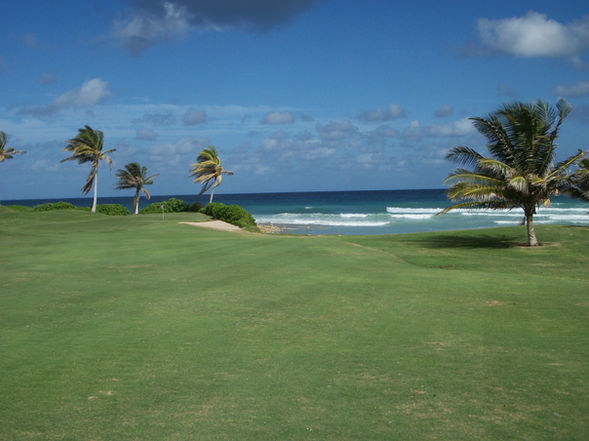 Golf course set on the Pacific Ocean.