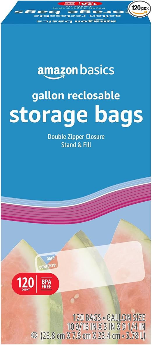 Thumbnail: Amazon Basics Reclosable Gallon Food Storage Bags - 120 Pack