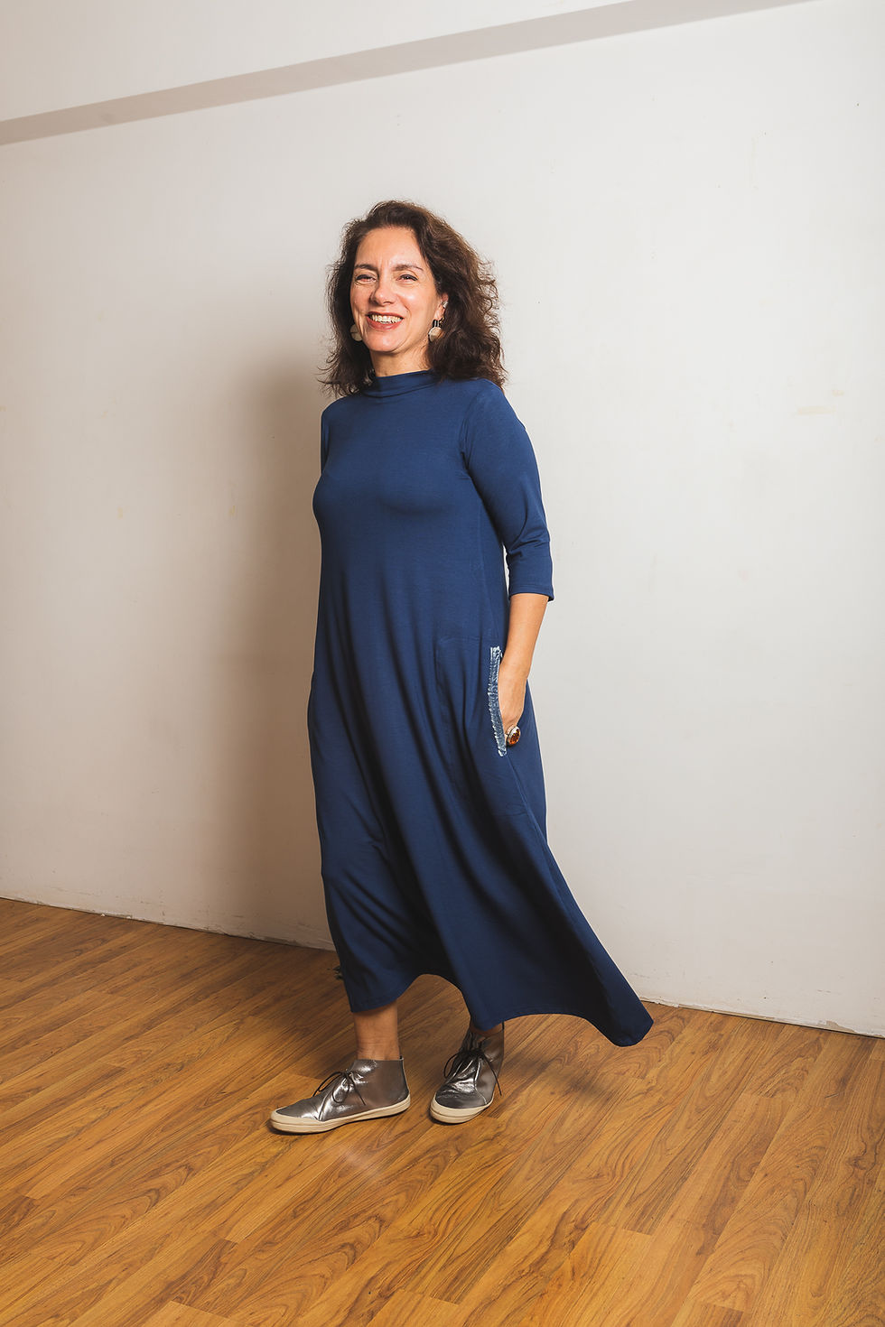 Miniatura: Vestido Maria Midi - Azul Tinteiro