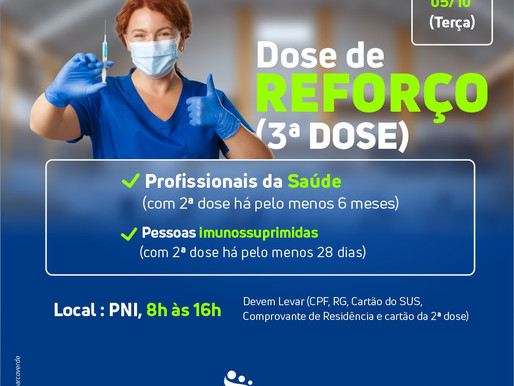 Arcoverde abre dose de reforço contra Covid-19 para profissionais da saúde, idosos com 60 anos ou ma