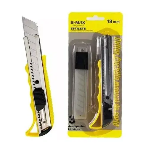 Estilete De Metal Profissional 18mm 3 Laminas Extras