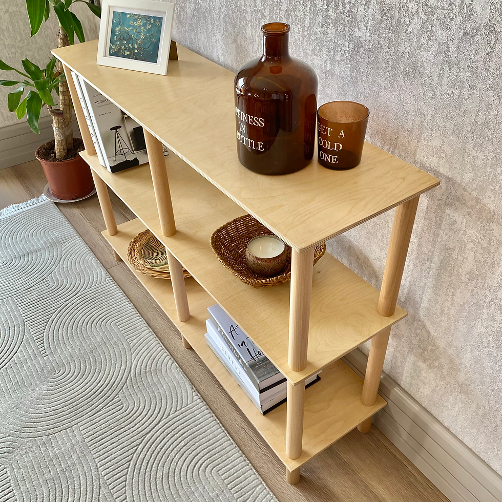 Küçük resim: Minimalist Ahşap Raflı Kitaplık - Şeffaf