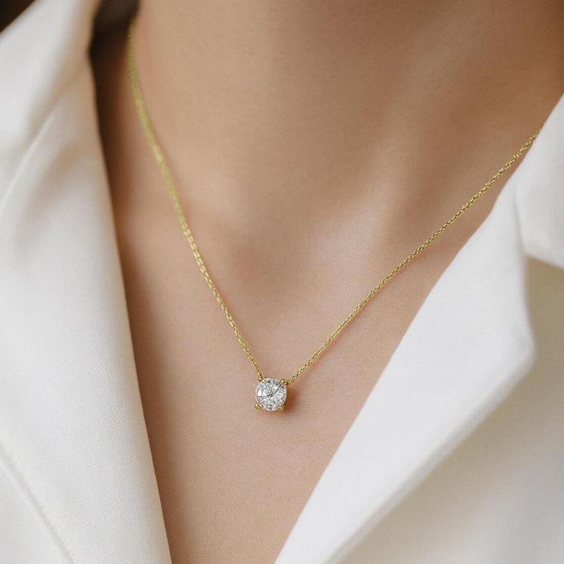 Miniatura: Rrjzz 0.5-5CT Moissanite Pendant Necklace for Women Solitaire D Color Round Cut 