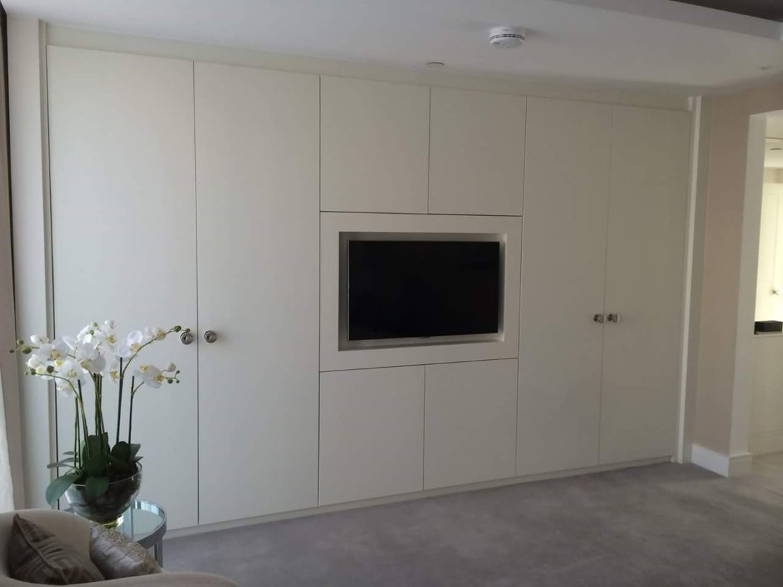 Platium White Wardrobe With Built In Tv