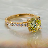 Yellow Diamond with hidden halo engagement ring