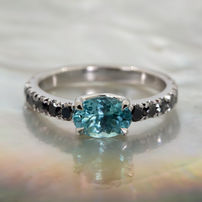 Paraiba Tourmaline and Black Diamond Ring