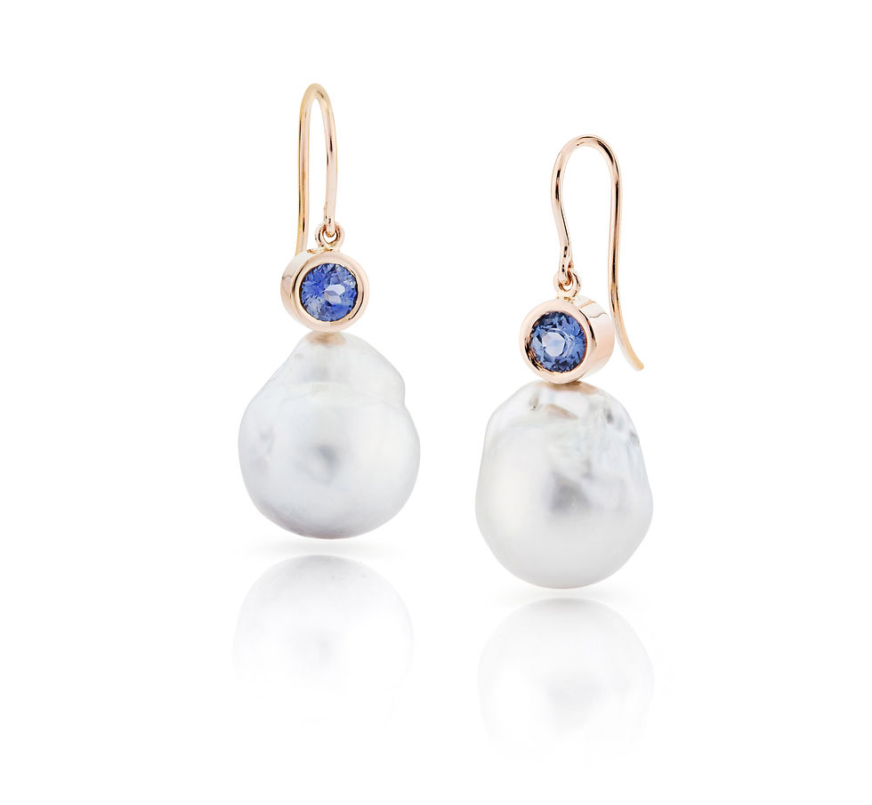 South Sea Drop Earrings with Sapphires