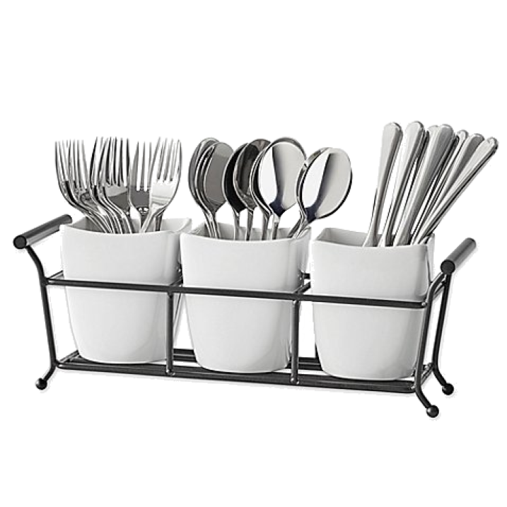 4-Piece Flatware Caddy in White