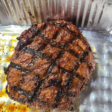 Grilled steak with beautiful char lines
