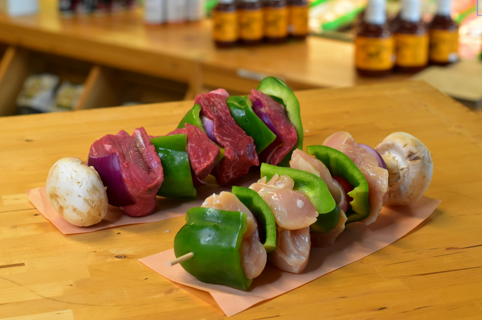 fresh veggie and chicken shish kabob from countryside meats and deli