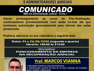 DR. MARCOS VIANNA MINISTRA AULA EM MBA SOBRE RECUPERAÇÃO JUDICIAL