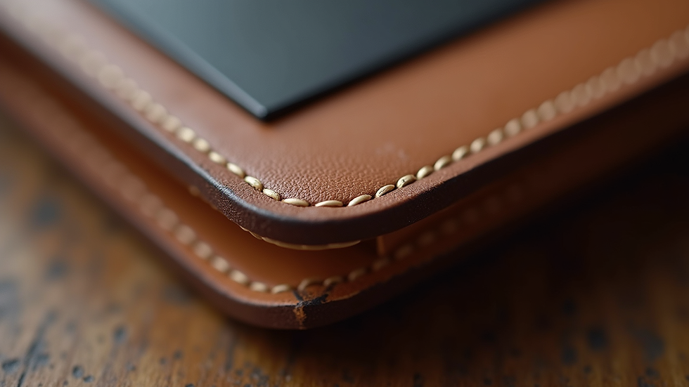 close-up view of leather strap edge with smooth finish