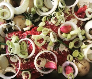 Fraldinha No Forno Com Batatas e Legumes