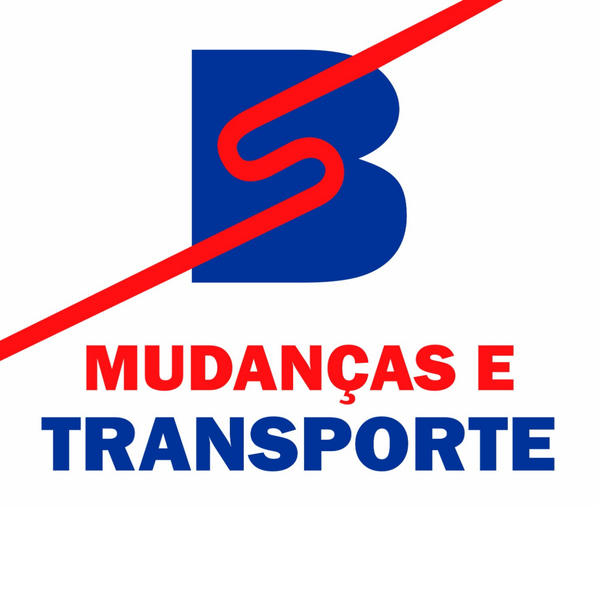 Logotipo: B azul, S vermelho, Mudanças e Transporte.