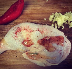 Frango ao Perfume de Pimentas Recheado com Miss Croc