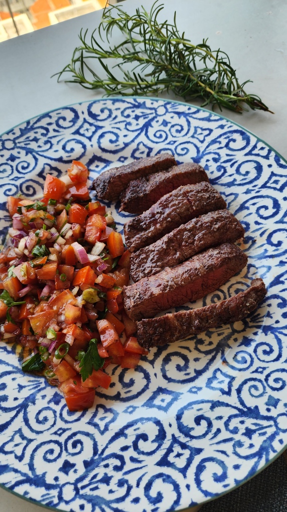 Flat Iron na Airfryer com Vinagrete