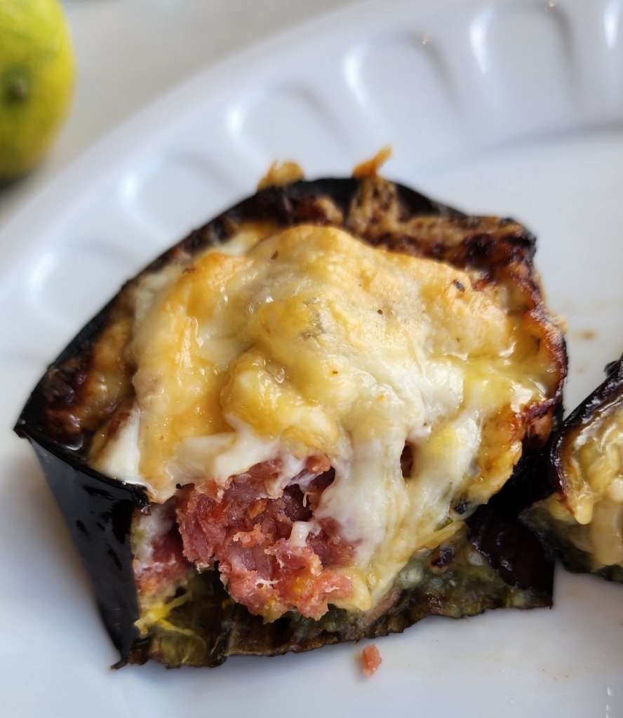 Berinjela Rechada com Linguiça na Airfryer