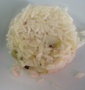 Arroz no Óleo de Coco e Alho Poró