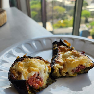 Berinjela Rechada com Linguiça na Airfryer