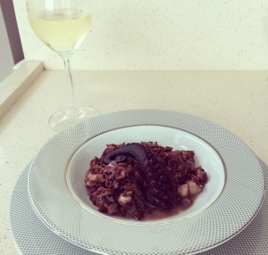 Risoto de Polvo com Polvo no Vinho