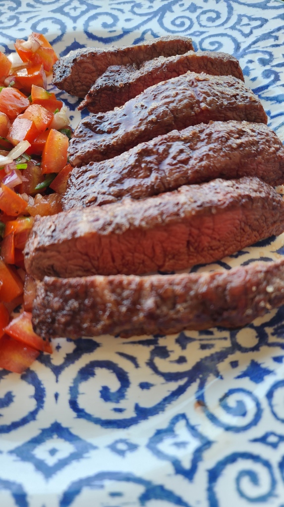 Flat Iron na Airfryer com Vinagrete