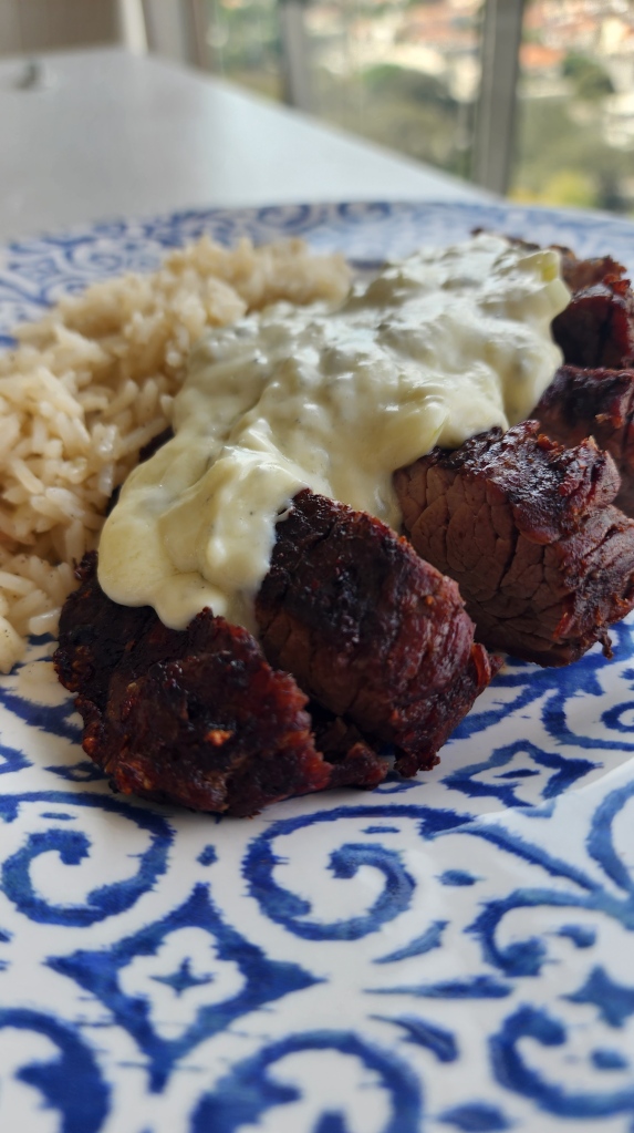 Fraldinha com Molho de Catupiry e Gorgonzola (Airfryer)