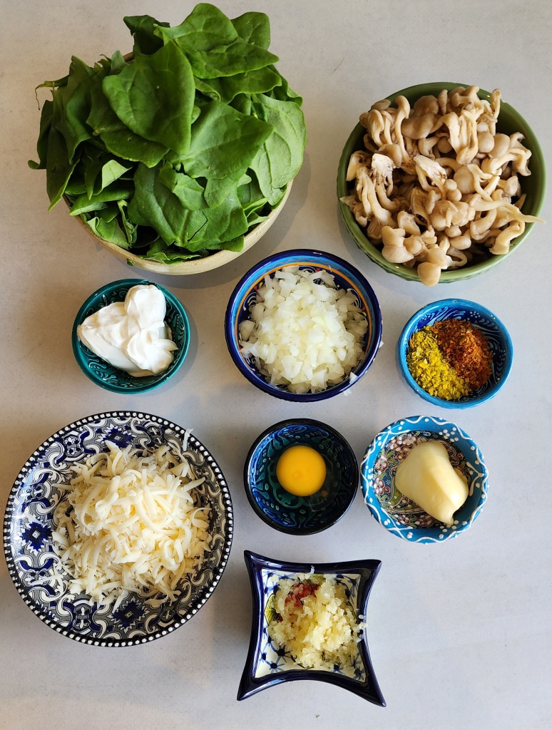 Suflê de Espinafre; Shimeji na Airfryer