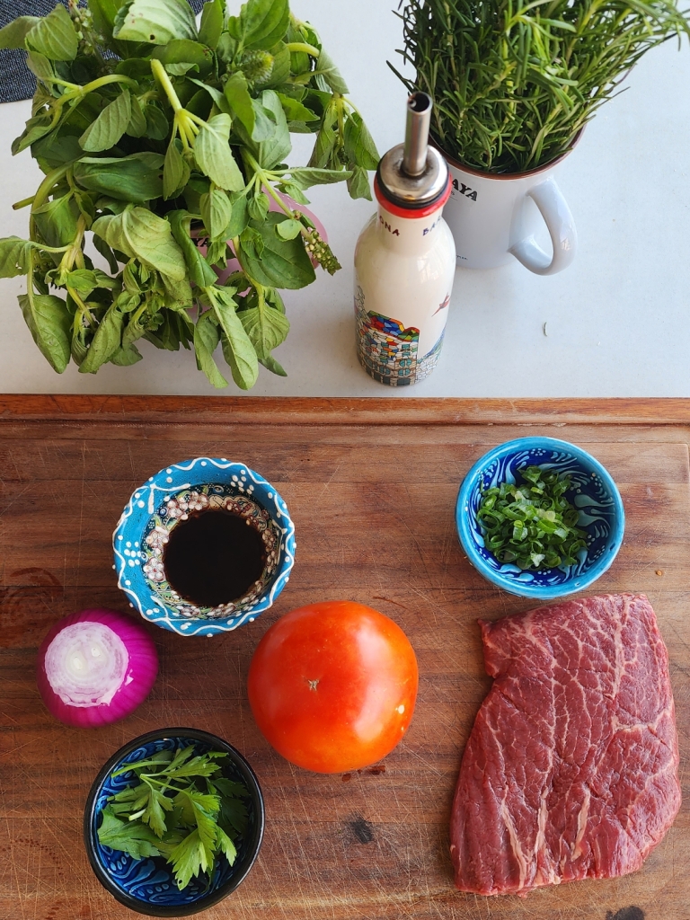 Flat Iron na Airfryer com Vinagrete