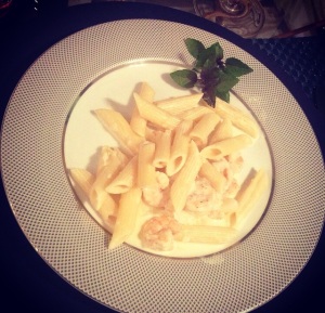 Penne ao Limone e Camarões