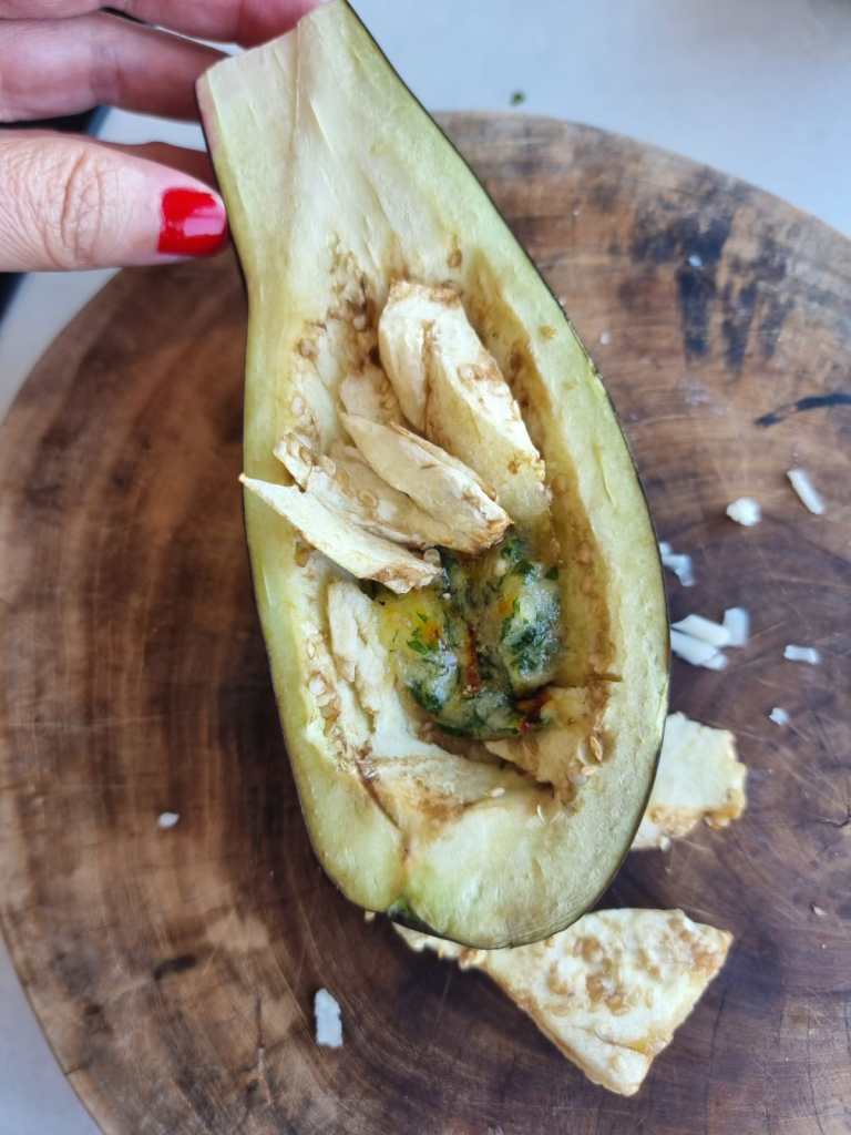 Berinjela Rechada com Linguiça na Airfryer