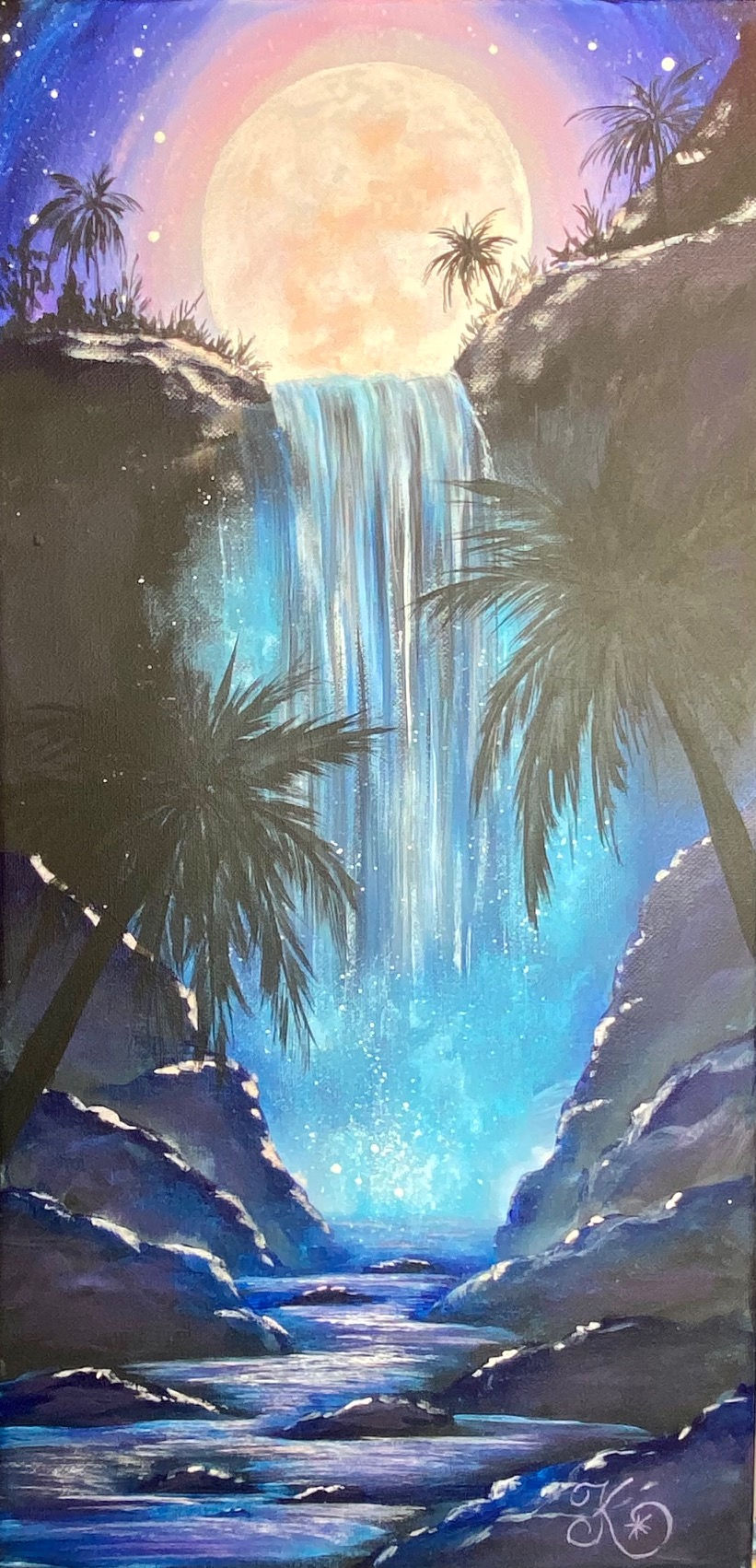 Paint & Sip - Moonlit Waterfall