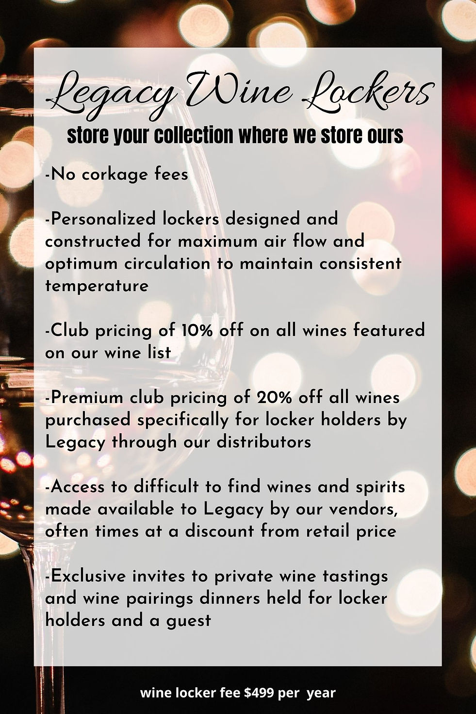 Legacy Restaurant Wine Locker Benefits