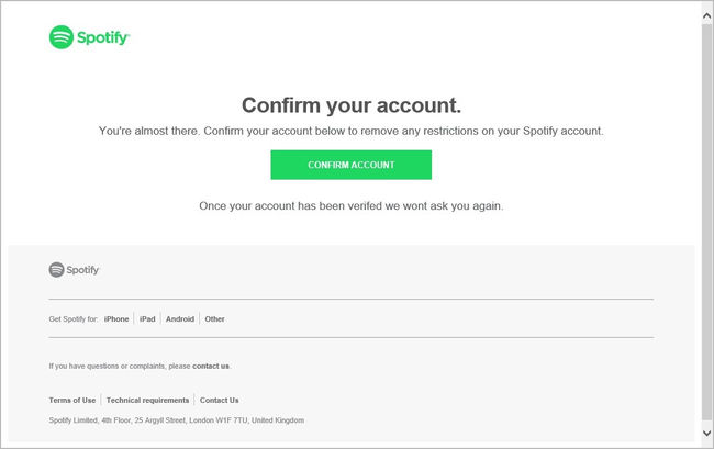 Nova campanha de phishing pelo Spotify