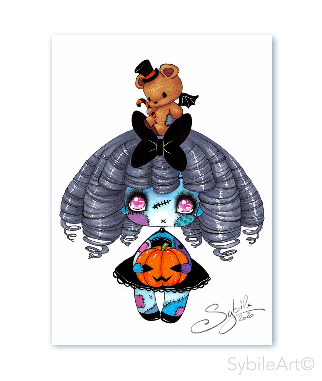 Aceo Halloween rag doll