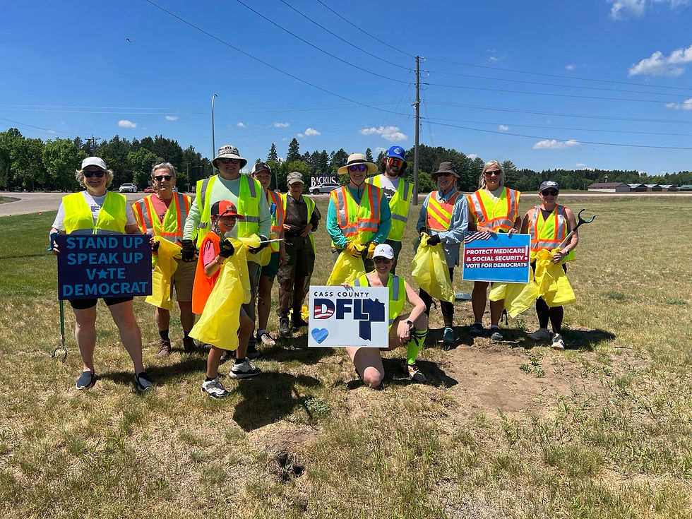 Highway Cleanup team June 2026 after the cleanup with DFL sign