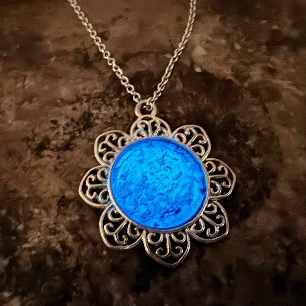 Thumbnail: Antique Silver Glowing Flower - Blue
