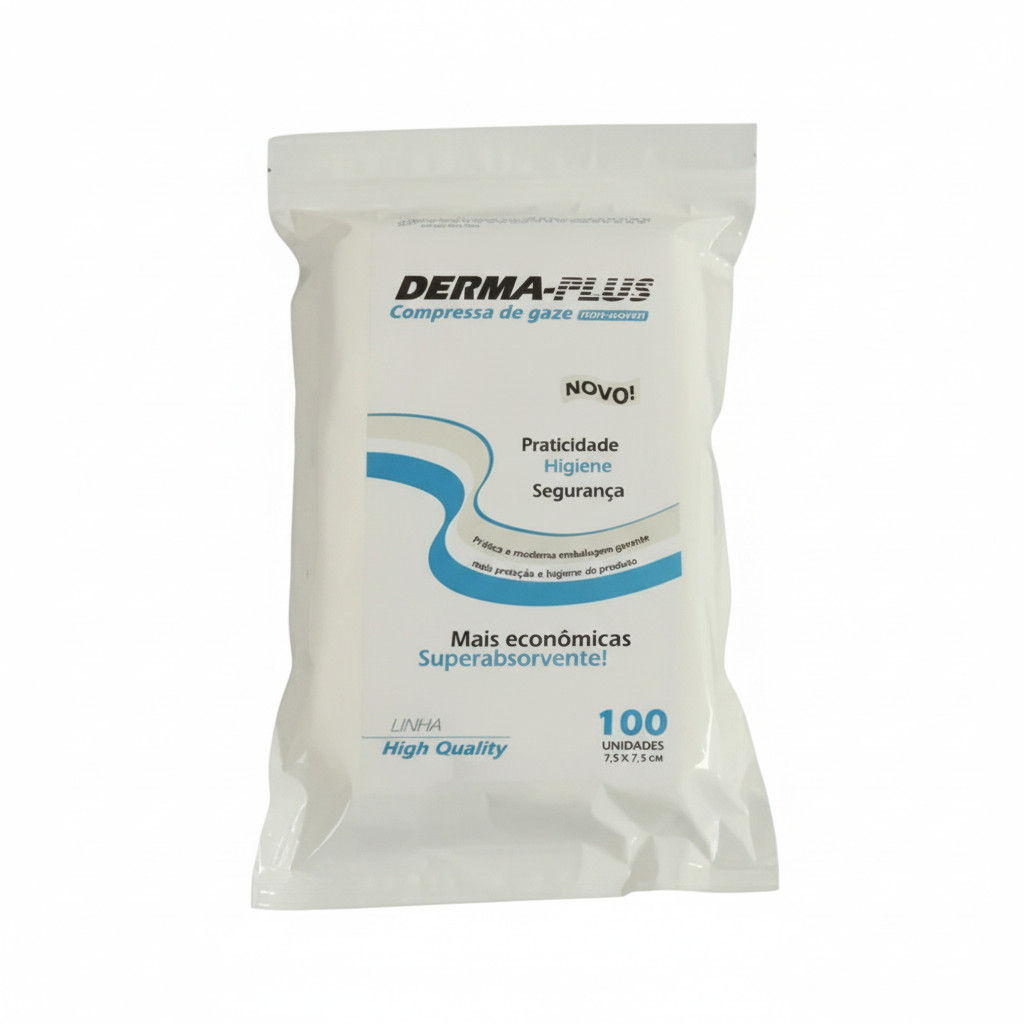 Compressa NonWoven 7.5cm x 7.5cm pacote com 100un - Dermaplus