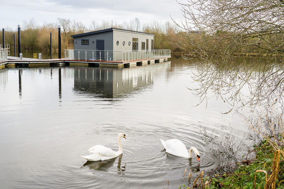 Floating homes on Upton Lake, Waterfront Living, Worcestershire