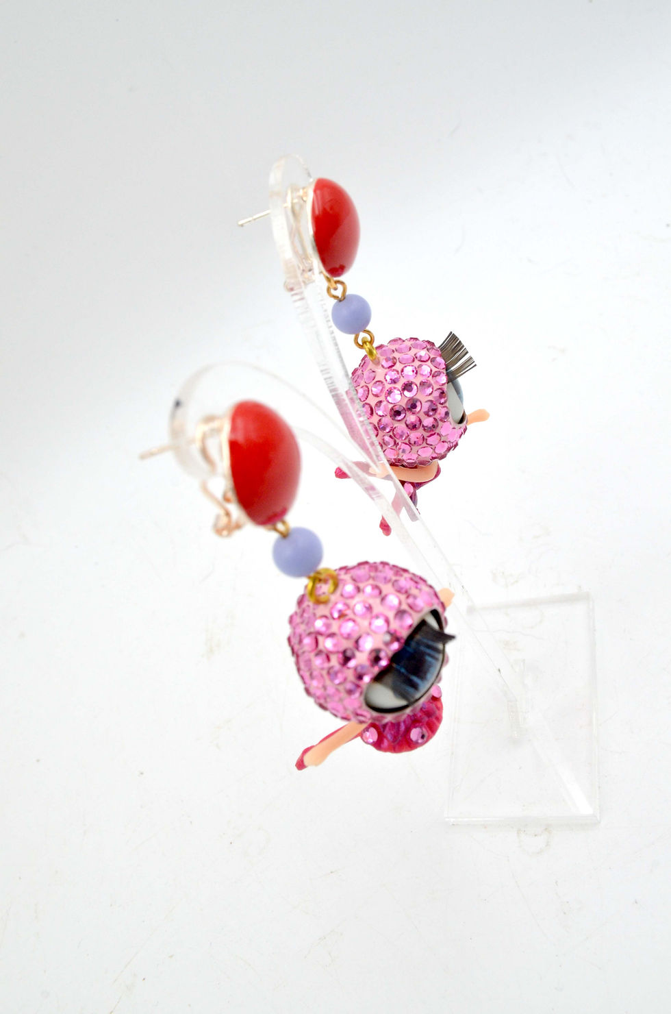 섬네일: 粉紅色芭蕾舞少女眼珠耳環 綴施華洛水晶 Eyeball Girl Earrings with Swarovski Crystal