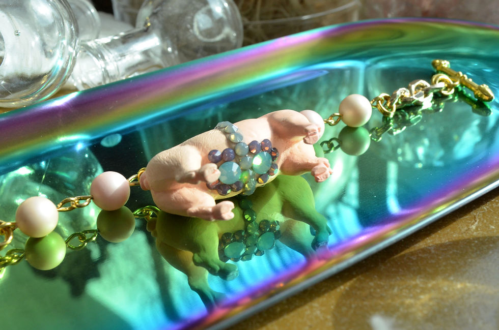 Miniature : 反肚皮水晶小花豬腳手鍊