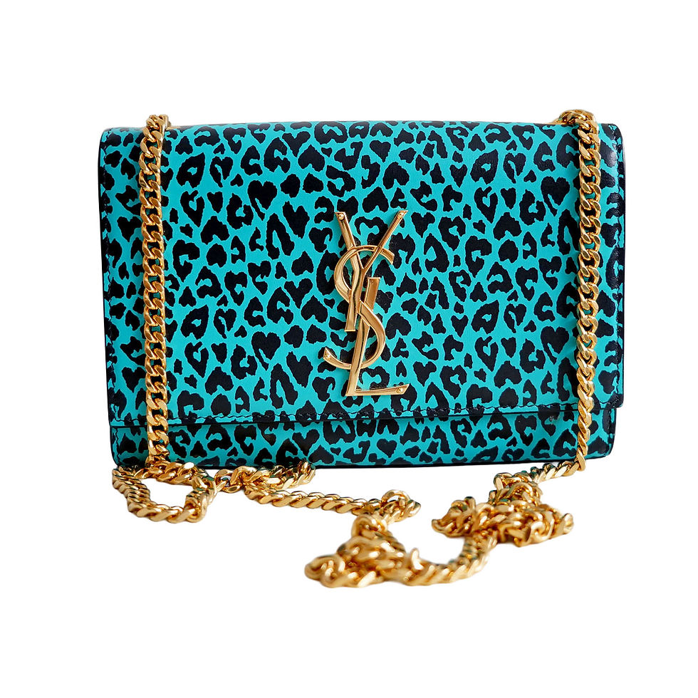 Saint Laurent Aqua Green Leopard Print Leather Crossbody Bag