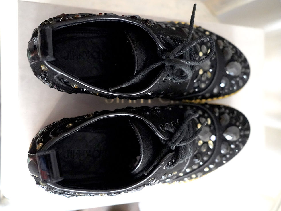 Miniatura: EU39.5.JIMMY CHOO Black Leather Suede Crystal-Embellished Oxford Shoes