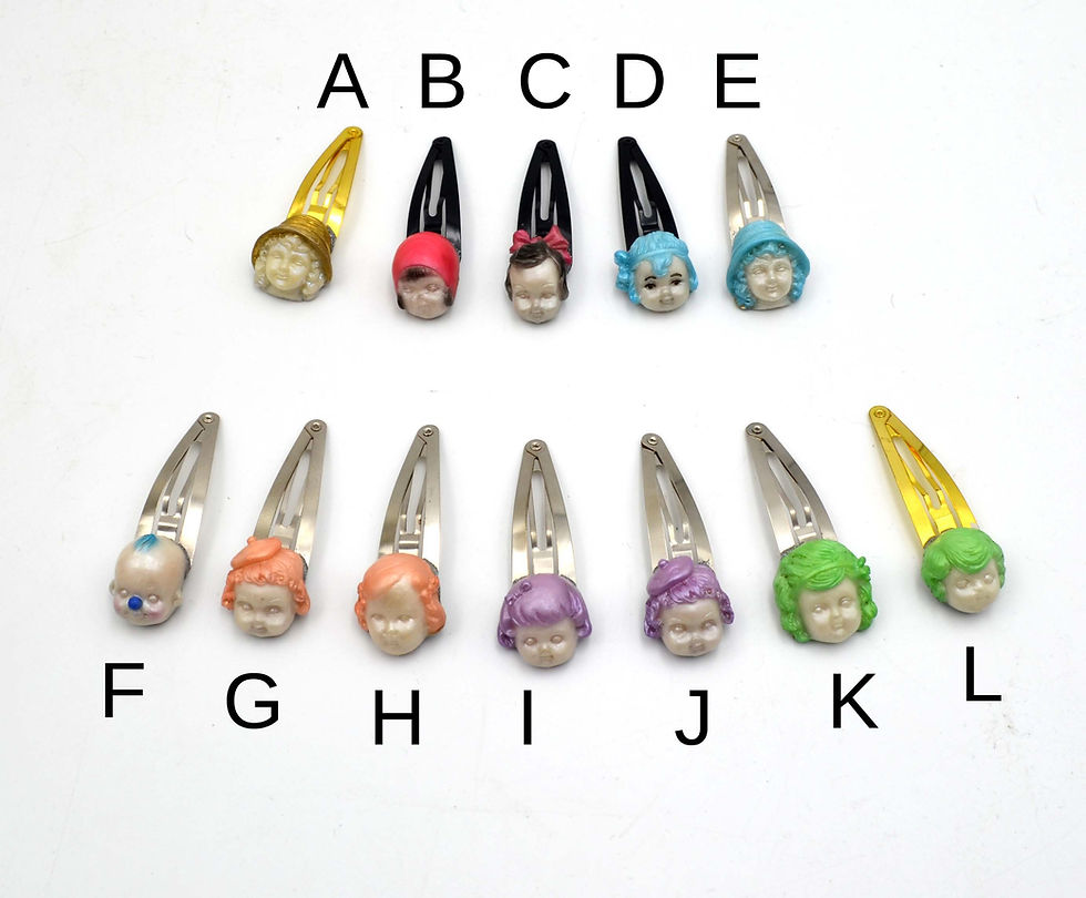 Miniature : 彩虹色 全手工製仿古金色娃娃頭髮夾 全手工製獨一無二 賣了不重做