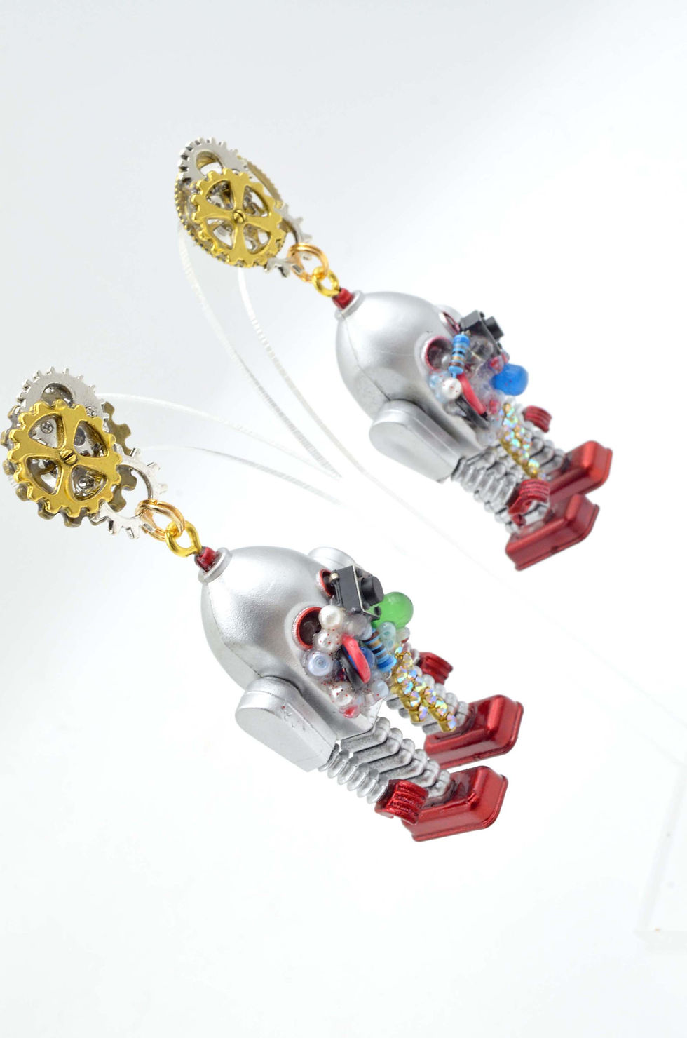 Miniaturbild: 手工製 爆炸機械人耳環 齒輪耳釘 懷舊機器人 STEAMPUNK